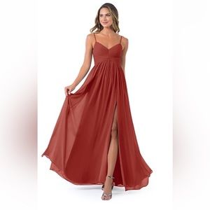 Azazie Alia in Terracotta size A8 unaltered.